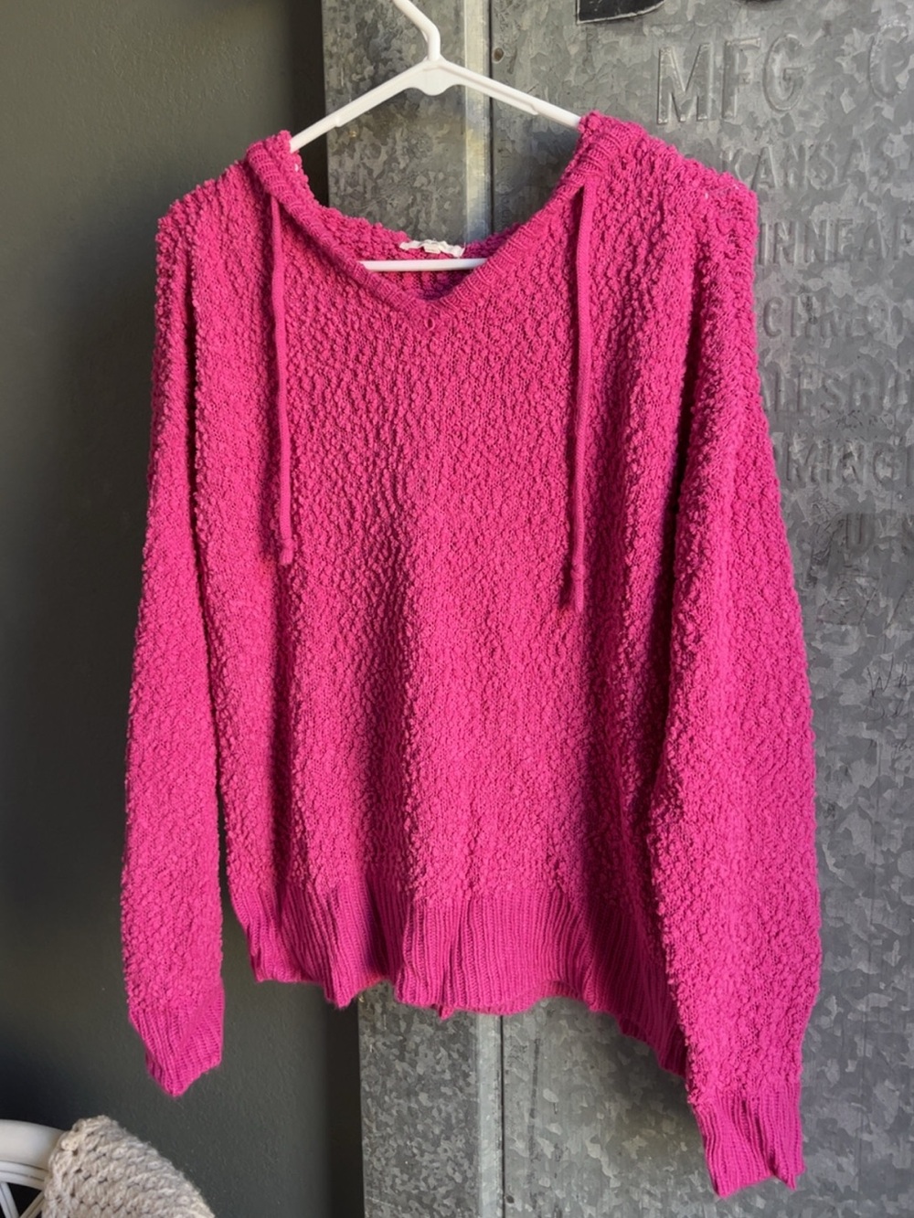 Maurices Hot Pink Popcorn-Knit Hoodie Sweater